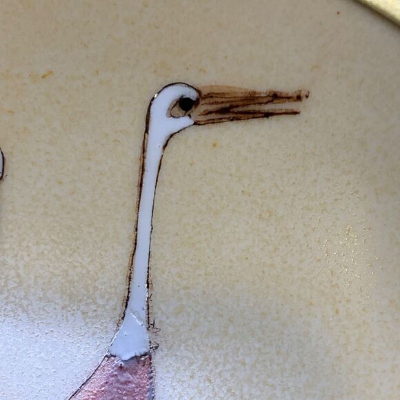 Vintage Japanese Porcelain Bowl Stork Print Trinket Dish Made in Hong Kong 6" - Picture 3 of 13